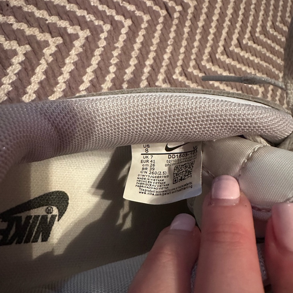 Nike Light Grey and White Dunk Low Sneakers (Women’s) - Picture 5 of 8